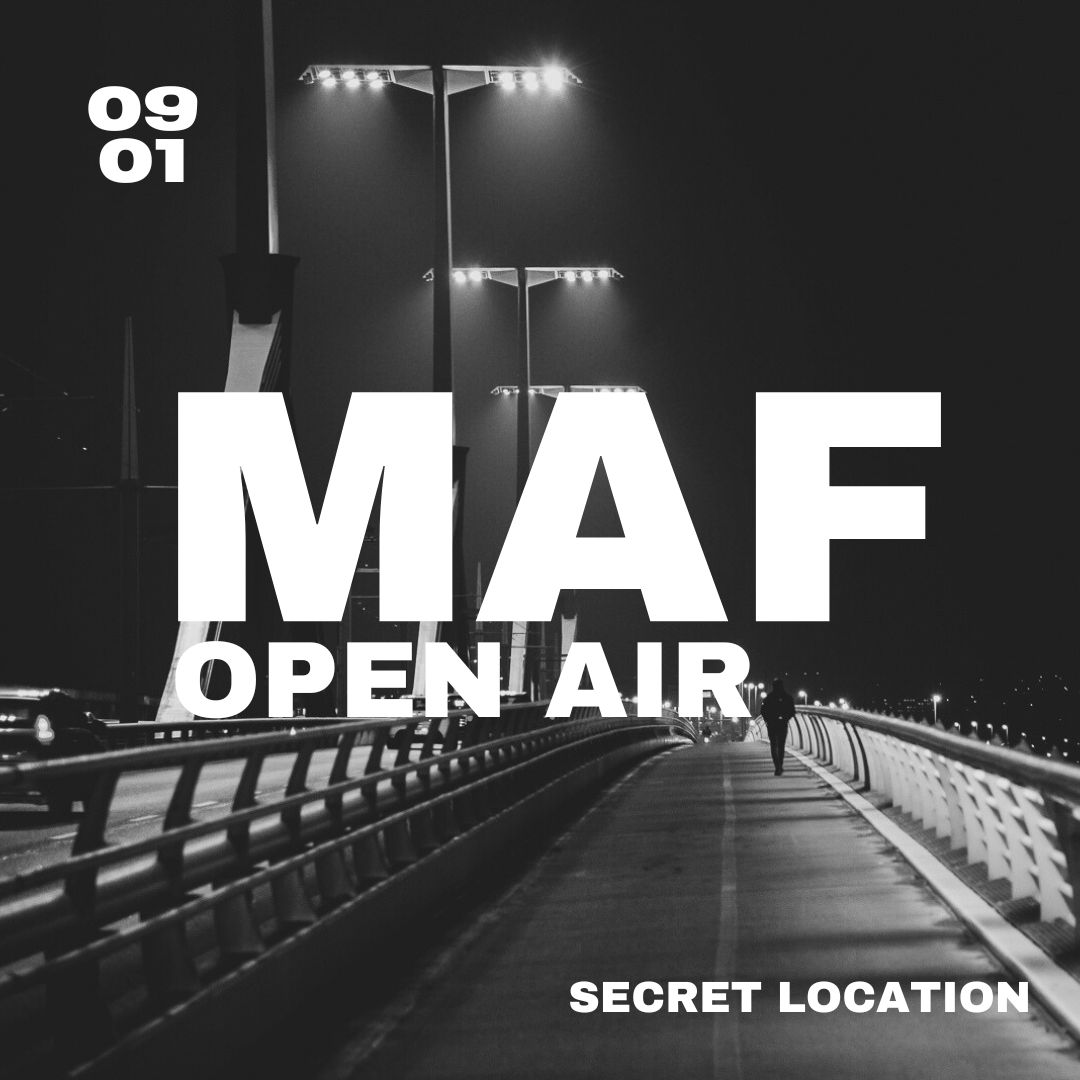 MAF OPEN AIR POSZT minimal art family party buli nyár duna summer dj techno rave underground illegal party house music